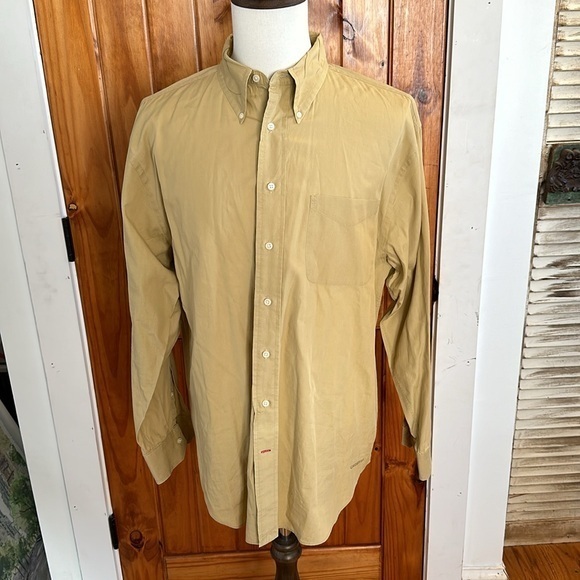 Daniel Cremieux Tan cotton button down shirt. - Picture 1 of 6